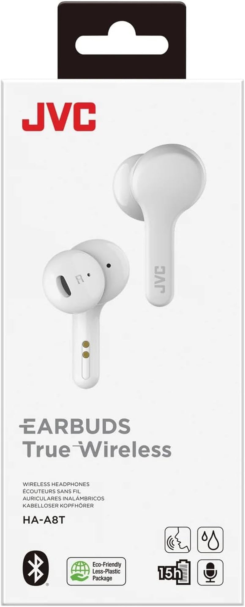 HAA8TW True Wireless Earbuds with Bluetooth 5.0, IPX4 Water Resistance, and Up to 15 Hours Battery Life - White