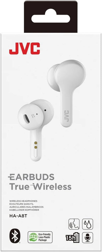 HAA8TW True Wireless Earbuds with Bluetooth 5.0, IPX4 Water Resistance, and Up to 15 Hours Battery Life - White