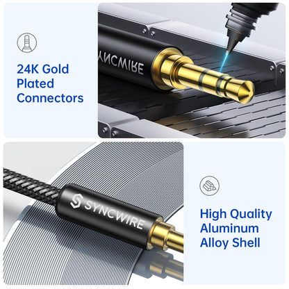 3.5Mm Aux Cable (9.8Ft/3M) Hi-Fi Sound Nylon Braided Auxiliary Audio Cable Adapter Male to Male AUX Cord for Headphones, Car, Home Stereos, Speaker, Iphone, Ipad, Ipod, Echo & More Black