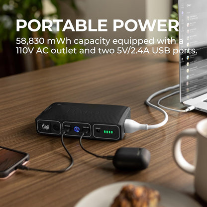 Bolt 58830 ACDC Portable Car Battery Jump Starter and Power Bank | 58.8Wh Capacity with AC Outlet, Emergency Floodlight, and Charger for Vehicles and Devices | TSA Approved - Gray